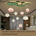 Led Suspension Chinoise Avec Fleurs Lotus 9 Lampes Luminaire Chambre