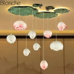 Led Suspension Chinoise Avec Fleurs Lotus Luminaire Chambre