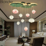 Led Suspension Chinoise Avec Fleurs Lotus Luminaire Chambre