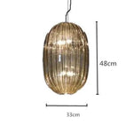 Led Suspension Verre Coloré Design 33 X 48Cm / Ambré Luminaire Chambre