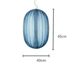 Led Suspension Verre Coloré Design 40 X 65Cm / Bleu Luminaire Chambre