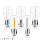 LOT DE CINQ AMPOULES LED EN PLASTIQUE E27 S14 2W BLANC CHAUD