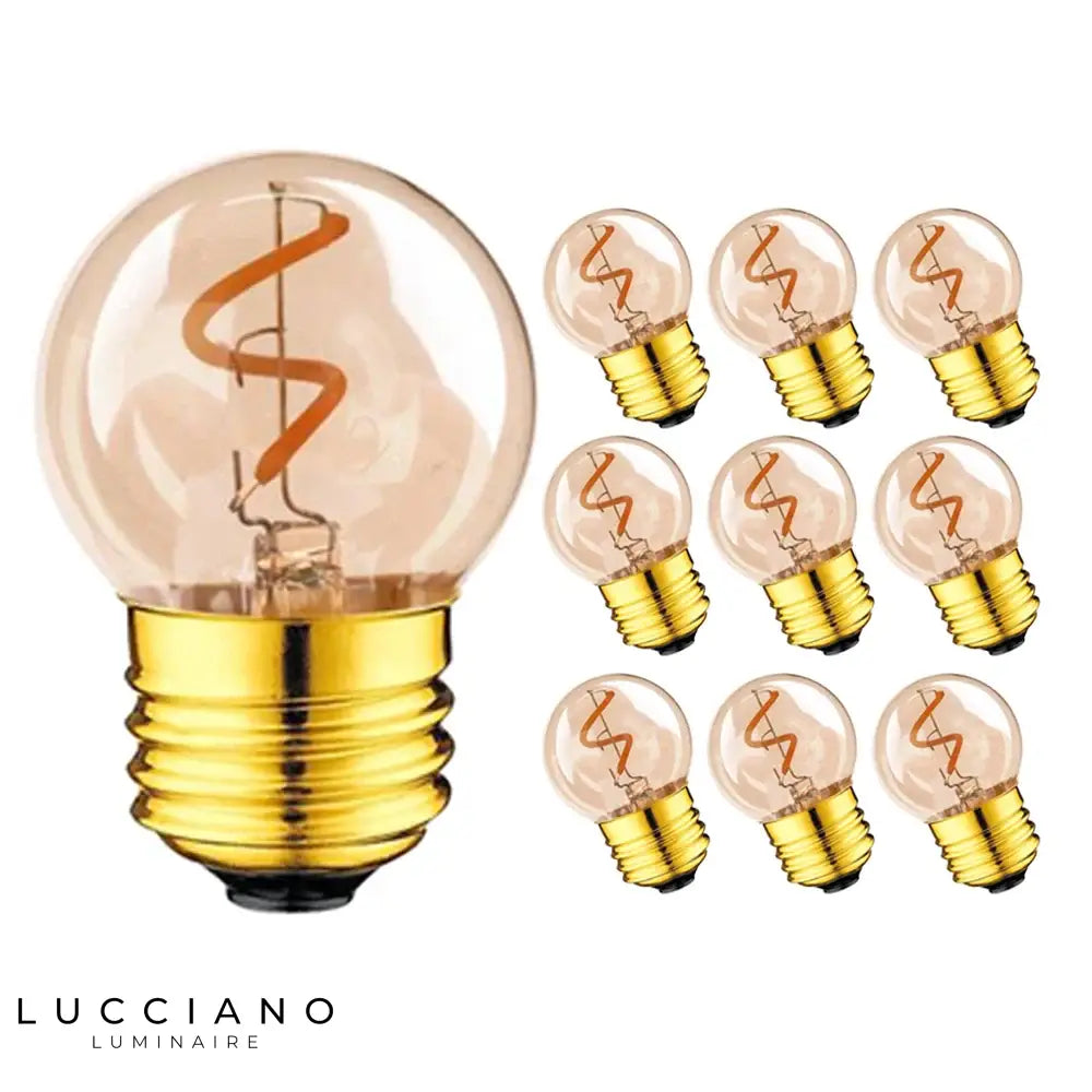 LOT DE DIX AMPOULES LED À FILAMENT GLOBE EN SPIRALE RÉTRO 1W G40 E27 220V