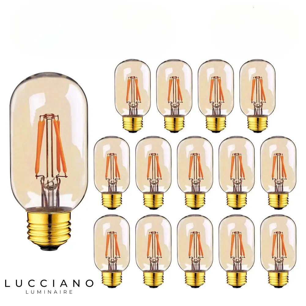 LOT DE QUINZE AMPOULES LED EN VERRE TEINTÉ DORÉES À FILAMENT T45 4W E27