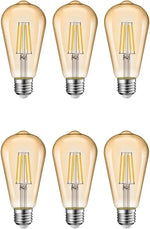 Lot de six ampoules LED dorées à filament Edison E27