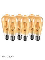 Lot de six ampoules LED dorées à filament Edison E27