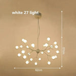 Lustre Arbre Branches Boules Verre Led Blanc - 27 Lampes Luminaire Doré