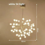 Lustre Arbre Branches Boules Verre Led Blanc - 54 Lampes Luminaire Doré