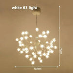 Lustre Arbre Branches Boules Verre Led Blanc - 63 Lampes Luminaire Doré