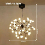 Lustre Arbre Branches Boules Verre Led Noir - 45 Lampes Luminaire Doré