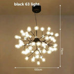 Lustre Arbre Branches Boules Verre Led Noir - 63 Lampes Luminaire Doré