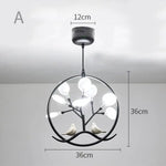 Lustre Arbre Et Oiseaux Moderne A - Noir Froide Luminaire Chambre