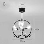 Lustre Arbre Et Oiseaux Moderne B - Noir Froide Luminaire Chambre