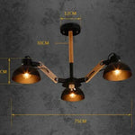 Lustre Bois Métal Antique Rustique 3 Lampes - A Luminaire Chambre