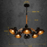 Lustre Bois Métal Antique Rustique 6 Lampes - B Luminaire Chambre