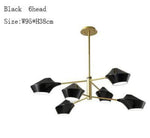 Lustre Branches Et Lampes Design Noir Doré - 6 Lampes Luminaire Chambre