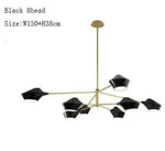 Lustre Branches Et Lampes Design Noir Doré - 8 Lampes B Luminaire Chambre