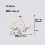 Lustre Branches Modernes Led 20 / Marron Chaude Luminaire Chambre