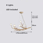 Lustre Branches Modernes Led 8 / Marron Froide Luminaire Chambre