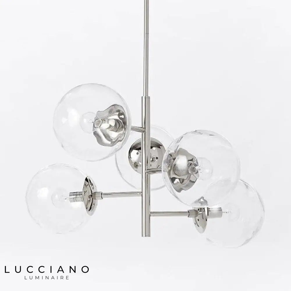 Lustre Bulles Verre Branches Chromées Luminaire Chambre