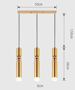 Lustre Chromé Led Cylindrique Simplicity A - 3 Lampes Base Rectangle / Chaude Luminaire Doré