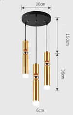 Lustre Chromé Led Cylindrique Simplicity A - 3 Lampes Base Ronde / Chaude Luminaire Doré