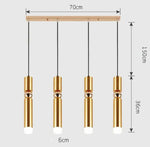 Lustre Chromé Led Cylindrique Simplicity A - 4 Lampes Base Rectangle / Chaude Luminaire Doré