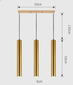 Lustre Chromé Led Cylindrique Simplicity B - 3 Lampes Base Rectangle / Chaude Luminaire Doré