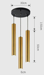 Lustre Chromé Led Cylindrique Simplicity B - 3 Lampes Base Ronde / Chaude Luminaire Doré