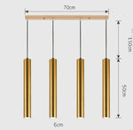 Lustre Chromé Led Cylindrique Simplicity B - 4 Lampes Base Rectangle / Chaude Luminaire Doré