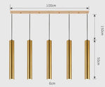 Lustre Chromé Led Cylindrique Simplicity B - 5 Lampes Base Rectangle / Chaude Luminaire Doré