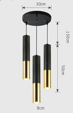 Lustre Chromé Led Cylindrique Simplicity C - 3 Lampes Base Ronde / Chaude Luminaire Doré