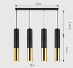 Lustre Chromé Led Cylindrique Simplicity C - 4 Lampes Base Rectangle / Chaude Luminaire Doré