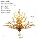 Lustre Cristal Doré Led Feuilles - 7 Lampes Luminaire Chambre