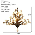 Lustre Cristal Doré Led Feuilles Noir - 7 Lampes Luminaire Chambre