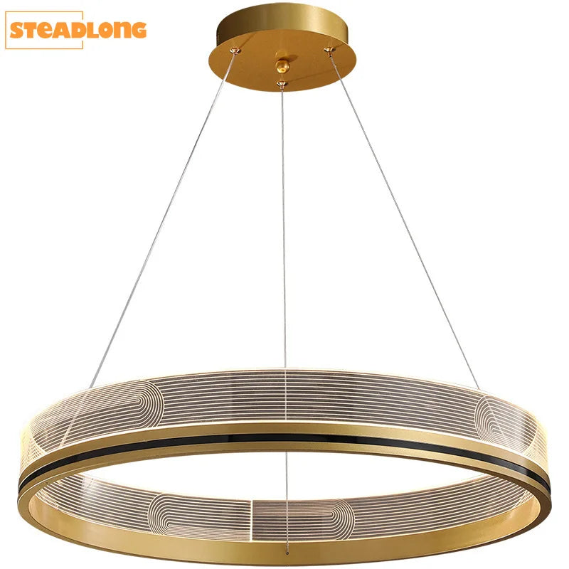lustre de luxe italien moderne acrylique anneau lumineux créatif simple