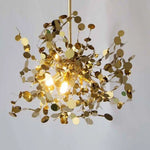 Lustre Design Arbre Chromé Feuilles Doré Luminaire Chambre