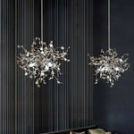 Lustre Design Arbre Chromé Feuilles Luminaire Chambre