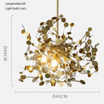 Lustre Design Arbre Chromé Feuilles Luminaire Chambre