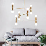 Lustre Doré Design Avec Boules. Luminaire Chambre