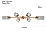 Lustre Doré Verre Fumé Design Luminaire Chambre