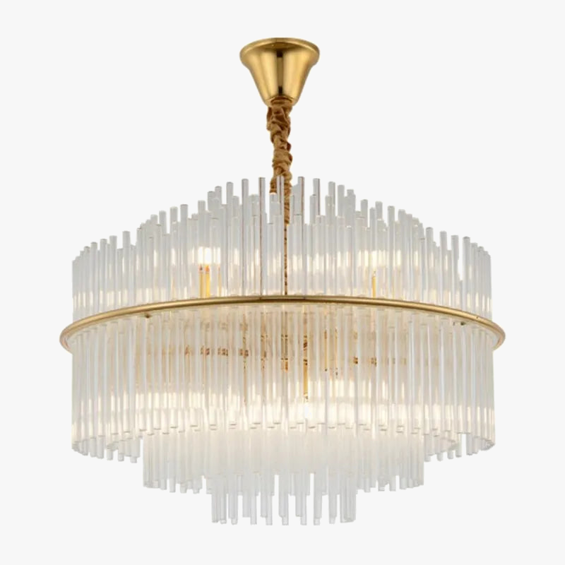 lustre en cristal moderne avec tige en verre transparent élégant et chic