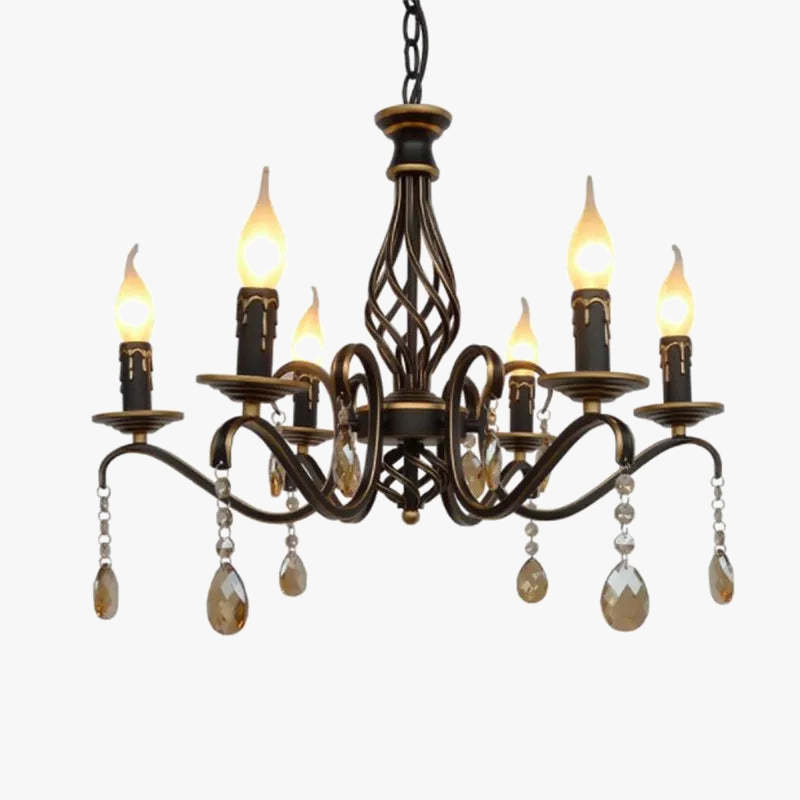 lustre en cristal vintage en fer forgé pour un éclairage rétro