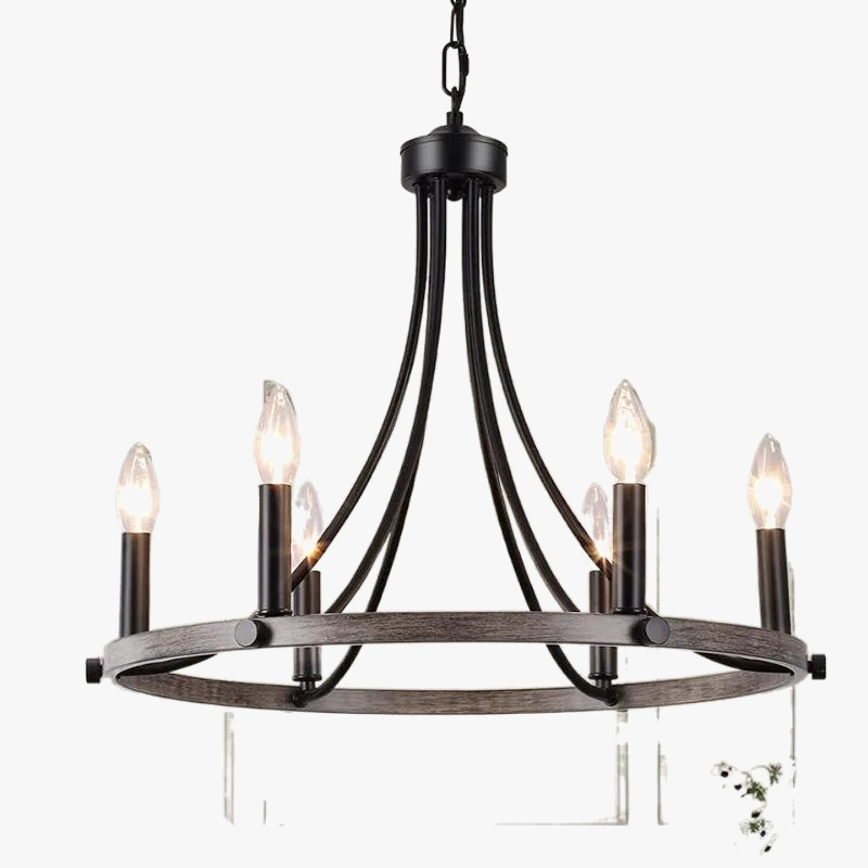 lustre en fer forgé américain avec éclairage led 5 têtes