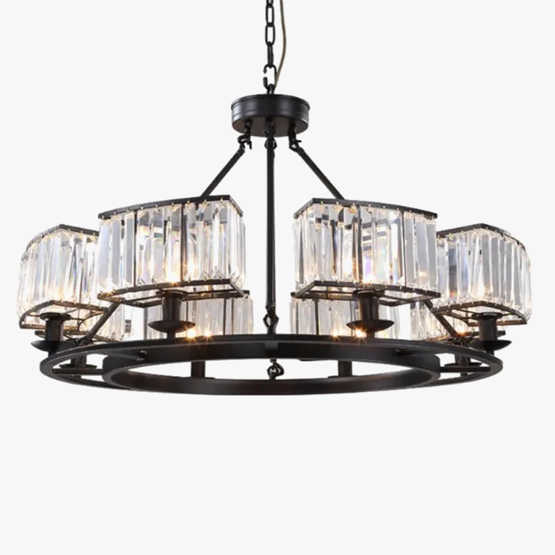 Lustre vintage industriel en cristal.