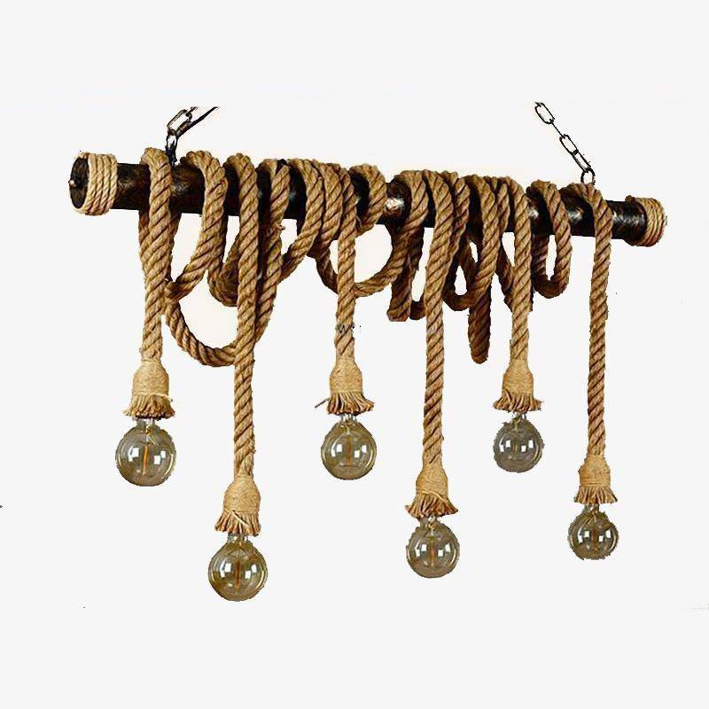 Lustre artisanal en corde tressée