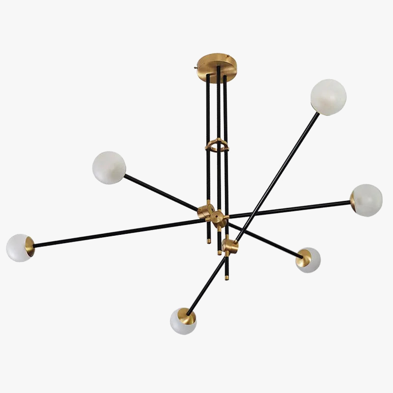 lustre en métal léger avec boules de verre élégant
