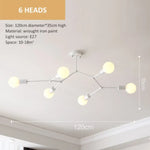 Lustre Industriel Led Branches Métalliques Blanc - 6 Embouts Luminaire Chambre