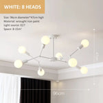 Lustre Industriel Led Branches Métalliques Blanc - 8 Embouts Luminaire Chambre