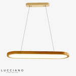 Lustre Led Anneau Bois Design 70Cm / 33W Naturelle Luminaire Chambre